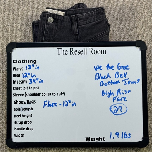 We The Free People Black High Rise Bell Bottom Flare Stretch Jeans Size 27 - Picture 11 of 11